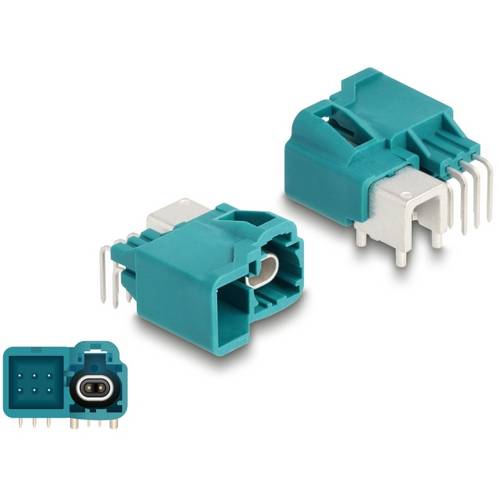 Thumbnail - DeLOCK HDMTD single + Powerpin Stecker gewinkelt für PCB 90328 90328 Türkis (matt), Weiß (matt) Delock Inhalt: 1 St.