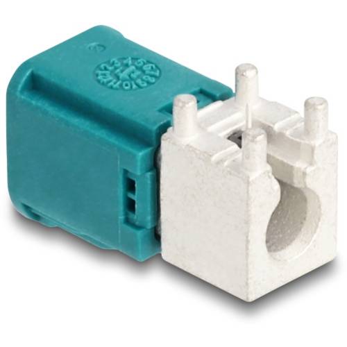 DeLOCK Mini FAKRA Stecker single gewinkelt A-Typ PCB 90112 90112 Türkis (matt), Weiß (matt) Delock Inhalt: 1 St.