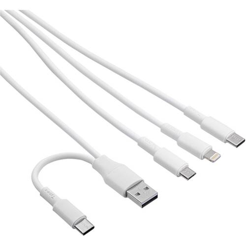 Akyga USB-Kabel USB-C® Stecker, USB-A Stecker, Apple Lightning Stecker, USB-Micro-B Stecker 1.20 m Weiß AK-USB-52