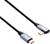Zwei schwarze USB-C-Kabel mit silbernen Steckern, die paarweise angeordnet sind, mit dem Markenlogo 'Akyaa' auf jedem Stecker.