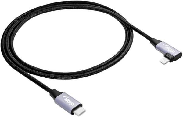 Akyga USB-Kabel USB 2.0 USB-C® Stecker, Apple Lightning Stecker 1.00 m Schwarz Gewinkelter Kabelabgang AK-USB-56