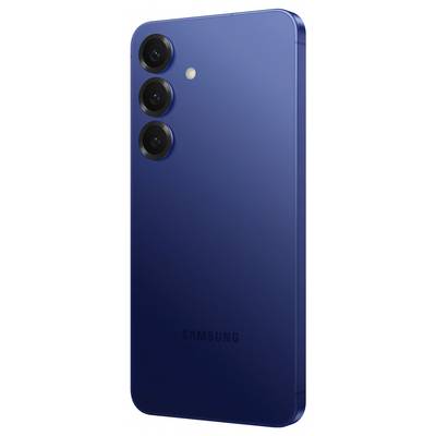 Samsung-Smartphone in Blau mit drei Rückkameras auf der linken Seite.