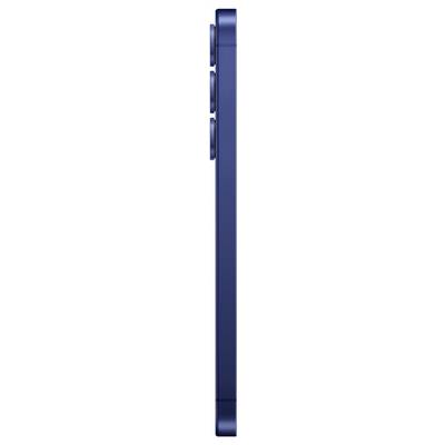 Seitenansicht eines blauen Smartphones mit drei seitlichen Tasten.