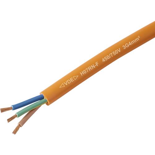 TRU COMPONENTS TC-13537008 Gummischlauchleitung H07RN-F 3 G 4 mm² Orange Meterware