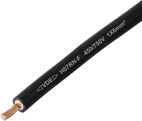 TRU COMPONENTS TC-13537068 Gummischlauchleitung H07RN-F 1 x 6 mm² Schwarz Meterware