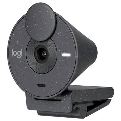 Eine graue Webcam mit Textur und einstellbarem Clip. Geeignet für Computer oder Laptop-Nutzung, mit integriertem Mikrofon und Abdeckung.
