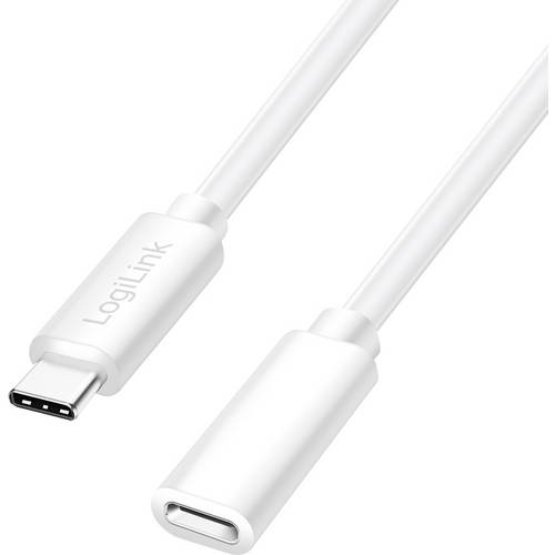 LogiLink USB-C® Kabel USB 2.0 USB-C® Stecker, USB-C® Buchse 2.00 m Weiß CU0221