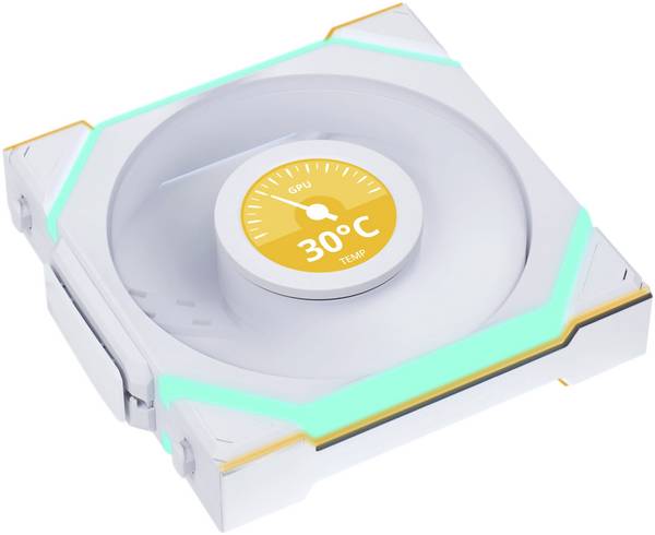 Lian Li Lian Li UNI FAN SL Wireless LCD Lüfter, ARGB, PWM - Reverse Blade, 120 mm, weiß PC-Gehäuse-Lüfter Weiß (B x H x T) 120 x 124.5 x 28 mm