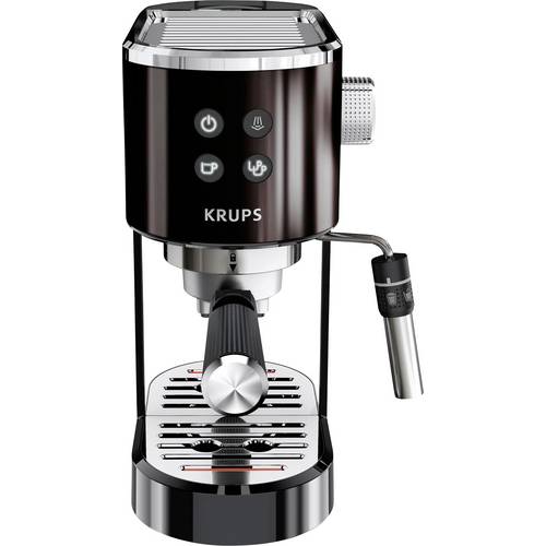 Krups EspressoVirtuoso+ XP444G Espressomaschine mit Siebträger Schwarz mit Milchaufschäumdüse