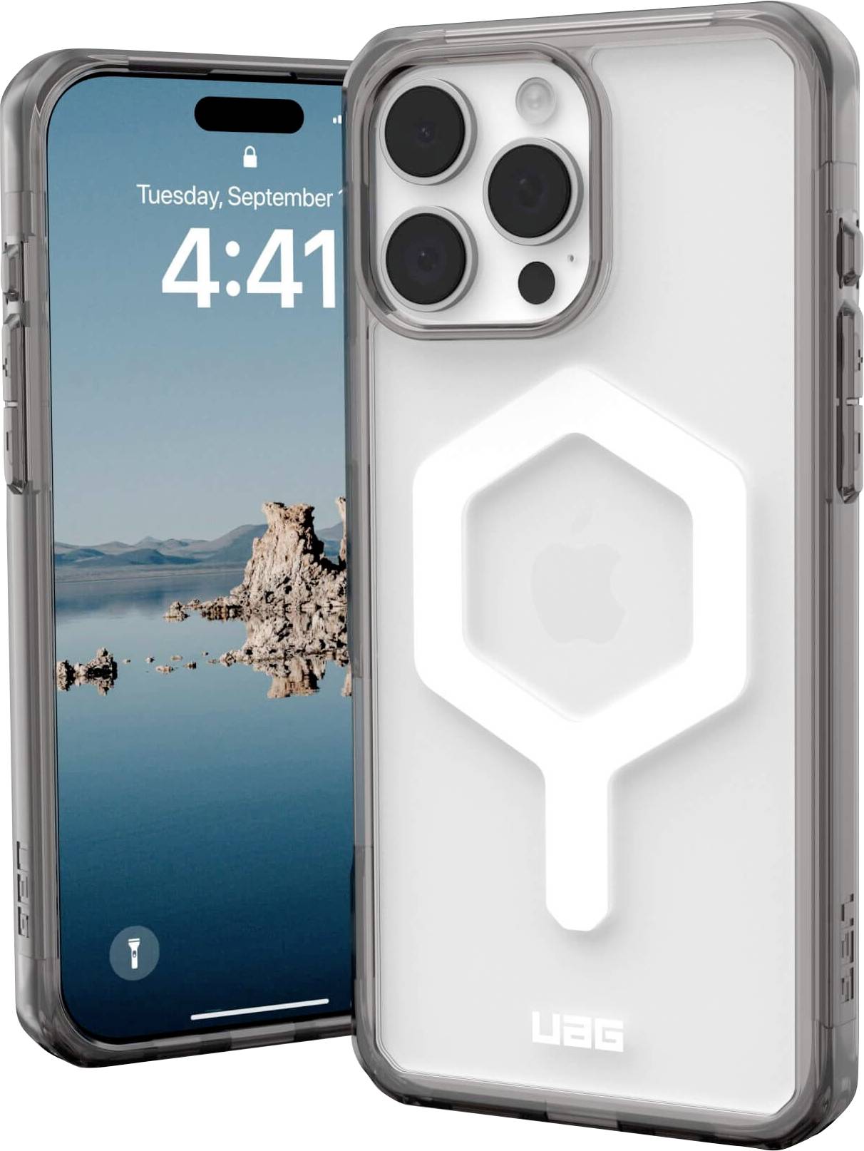 Urban Armor Gear Plyo Backcover Apple iPhone 16 Pro Max Grau, Transparent Induktives Laden, MagSafe kompatibel, Stoßfest...