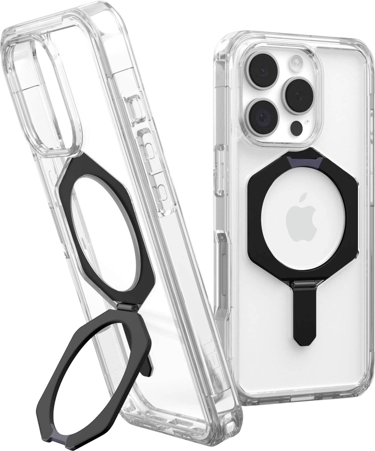 Urban Armor Gear Plyo XTE Backcover Apple iPhone 16 Pro Transparent, Schwarz Induktives Laden, MagSafe kompatibel, Stand...