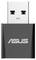 Ein schwarzer USB-Adapter mit 'ASUS'-Logo. Der Adapter hat einen rechteckigen Körper und standardmäßigen USB-Stecker.