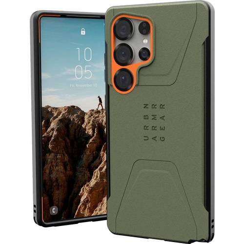 Urban Armor Gear Civilian Backcover Samsung Galaxy S25 Ultra Oliv, Orange Induktives Laden, Stoßfest 214473117297