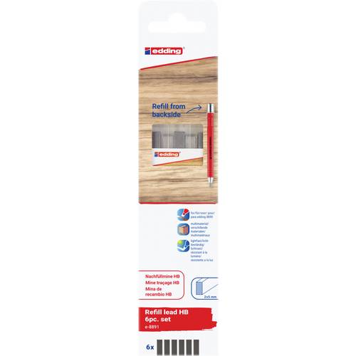 Thumbnail - Edding HB Graphit 6er-Blister 4-8891-6-2090 Ersatzspitze Schwarz 1 Set