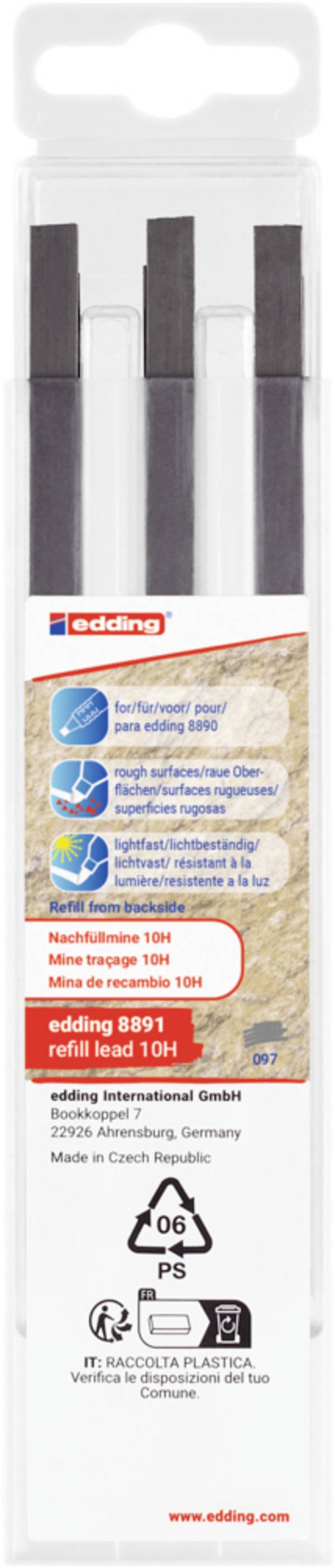 Zimmermansbleistift Nachfüllminen Edding 8891 4-8891-6097 Ausführung 10H Inhalt 6er Set