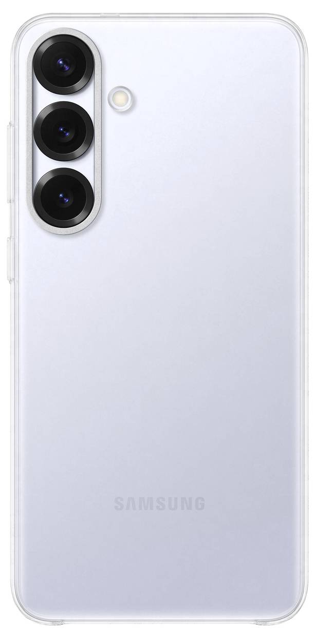 Smartphone mit drei Kameralinsen auf der Rückseite und einem Blitz, vertikal angeordnet. Marke 'Samsung' ist unten sichtbar.