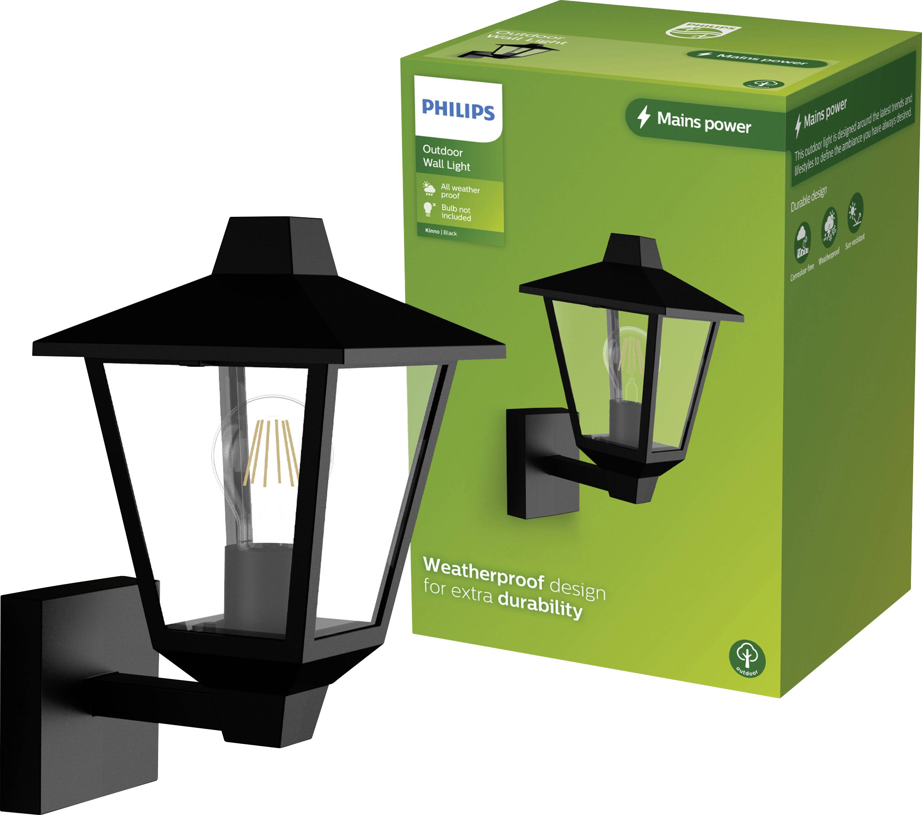 Philips LED Kinno 929004141301 Außenwandleuchte E27 Schwarz