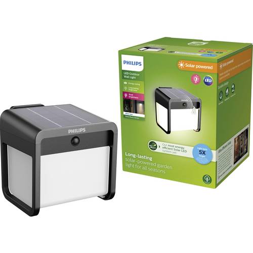 Philips LED Ezra 929004631601 Solar-Außenwandleuchte mit Bewegungsmelder LED 1.8 W Schwarz