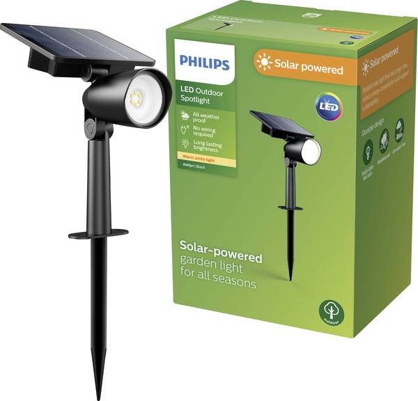 Philips LED 929004632501 Ashlyn Solar-Außenstandleuchte   LED LED fest eingebaut 1.4 W Schwarz