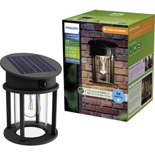 Philips LED Geri 929004633001 Solar-Außenwandleuchte mit Bewegungsmelder LED 3.2 W Schwarz