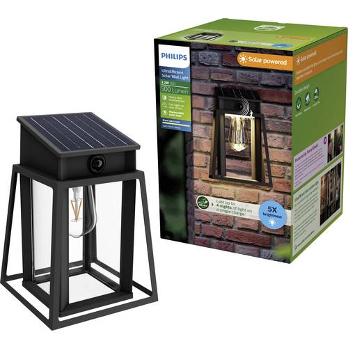 Philips LED Lysin 929004632801 Solar-Außenwandleuchte mit Bewegungsmelder LED 3.2 W Schwarz