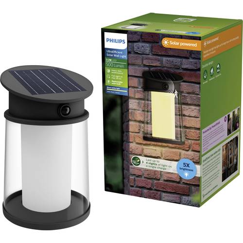 Philips LED Juda 929004633201 Solar-Außenwandleuchte mit Bewegungsmelder LED 3.2 W Schwarz