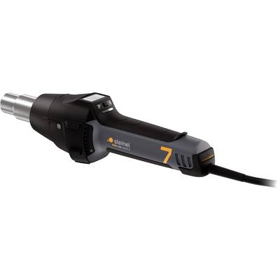 Schwarz-graues Heißluftgebläse mit Display und ergonomischem Griff, beschriftet mit 'Steinel' und der Nummer '7' in Orange.