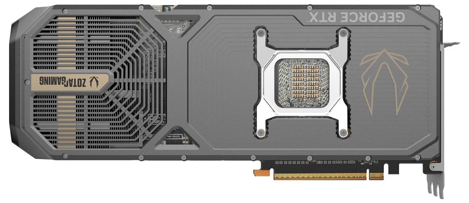 Grafikkarte mit zwei Lüftern und GeForce RTX-Aufschrift. Markenzeichen für Gaming auf der rechten Seite.