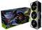 Grafikkarte 'Palit GeForce RTX 5080', zeigt drei Lüfter auf der Karte. Verpackung im Hintergrund mit Produktnamen und Modell.