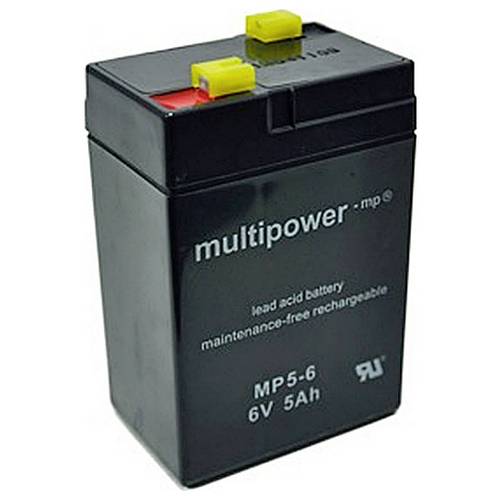 multipower MP5-6 123143 Bleiakku 6 V 5 Ah Blei-Vlies (AGM) (B x H x T) 70 x 106 x 47 mm Flachstecker 4.8 mm Wartungsfrei...