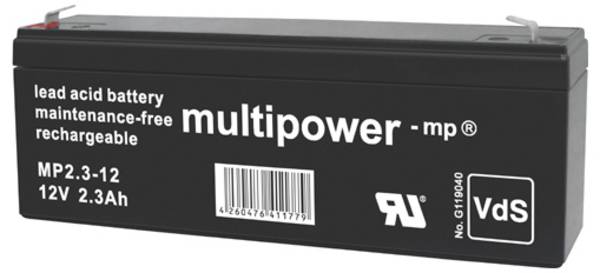 Multipower MP2,3-12 / 12V 2,3Ah Blei Akku AGM mit VdS Zulassung