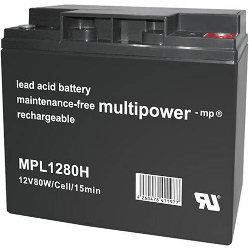 Thumbnail - multipower MPL1280H 149750 Bleiakku 12 V 20 Ah Blei-Vlies (AGM) (B x H x T) 181 x 167 x 76 mm M5-Schraubanschluss Wartun...