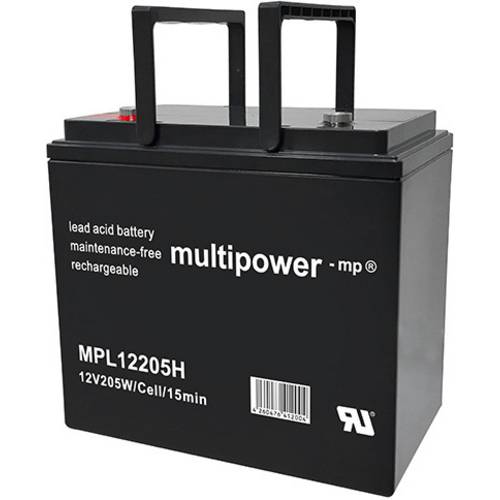 multipower MPL12205H 149688 Bleiakku 12 V 55 Ah Blei-Vlies (AGM) (B x H x T) 226 x 207 x 135 mm M6-Schraubanschluss Wart...