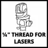 'Einfache Zeichnung eines Lasergeräts mit der Aufschrift: ¼" Thread for Lasers.'
