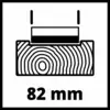 Abbildung eines Holzbalkens mit einer Metallklemme darüber. Darunter steht '82 mm', was auf die Breite des Holzbalkens hinweist.