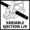 'Variable Ejection L/R' mit Abbildung eines mechanischen Geräts, das auf einem Schaubild die Einstellmöglichkeiten demonstriert.