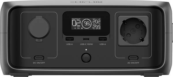 ECOFLOW River 3 UPS Powerstation   LiFePO 4  Schwarz mit Laderegler