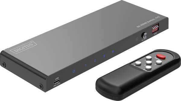 Digitus DS-55335  HDMI-Switch LED-Anzeige, Metallgehäuse, mit Fernbedienung, Ultra HD-fähig 7680 x 4320 Pixel