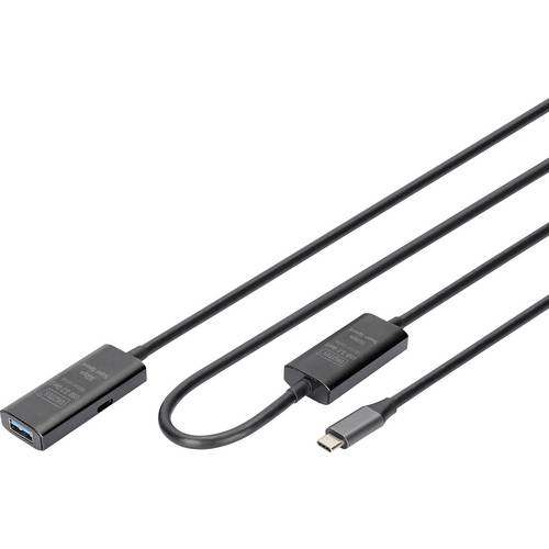 Thumbnail - Digitus USB-Kabel USB 3.2 Gen1, USB 3.2 Gen1, USB 3.0 USB-C®, USB-C® Stecker, USB-A Buchse 10.00 m Schwarz Aktiv mit Sig...