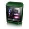 Ein Gaming-Computer mit transparentem Gehäuse, zeigt bunte RGB-Beleuchtung und leistungsstarke Hardware-Komponenten.