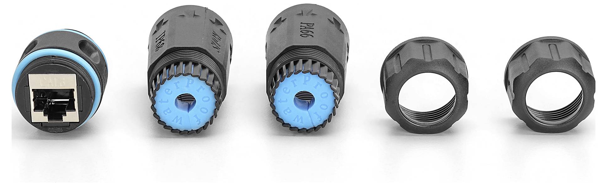 Digitus DN-93905-OD CAT 6A Außenanschluss, Schutzart IP68 RJ45 zu RJ45 Verbindung DN-93905-OD Buchse, RJ45 Gehäuse, RJ45-7