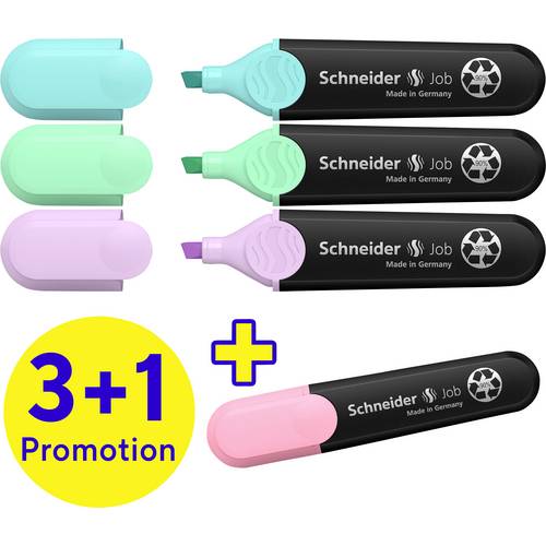 Schneider Schreibgeräte Textmarker Textmarker Job pastel 4er Etui sortiert, 3+1 Aktion 115074 1 St.