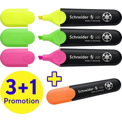 Schneider Schreibgeräte Textmarker Textmarker Job 4er Etui sortiert, 3+1 Aktion 115094 1 St.