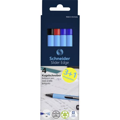 Schneider Schreibgeräte Kugelschreiber Slider Edge XB 4er Kartonetui, 3+1 Aktion 152271 Kugelschreiber 4 St.