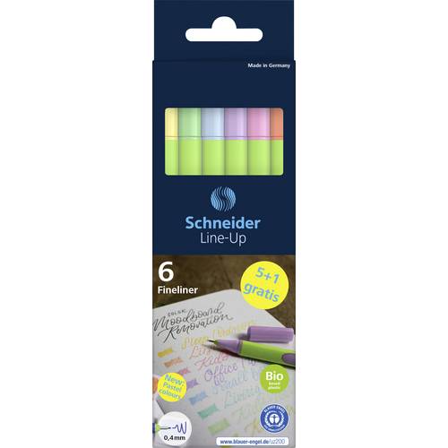 Schneider Schreibgeräte Tintenroller Fineliner Line-Up pastell 6er Etui, sortiert, 5+1 Aktion 191085 1 St.