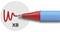 Blauer Stift mit roter Spitze zeichnet rote Linie. Text 'XB' daneben.