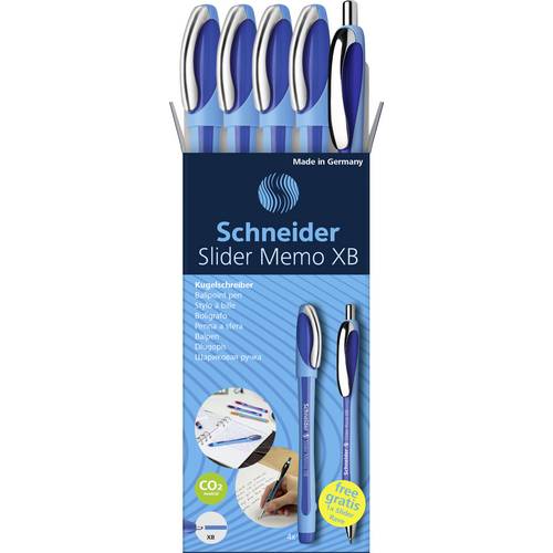 Schneider Schreibgeräte Etui 4x Kugelschreiber Memo + 1x Rave blau 150275 Kugelschreiber 5 St.