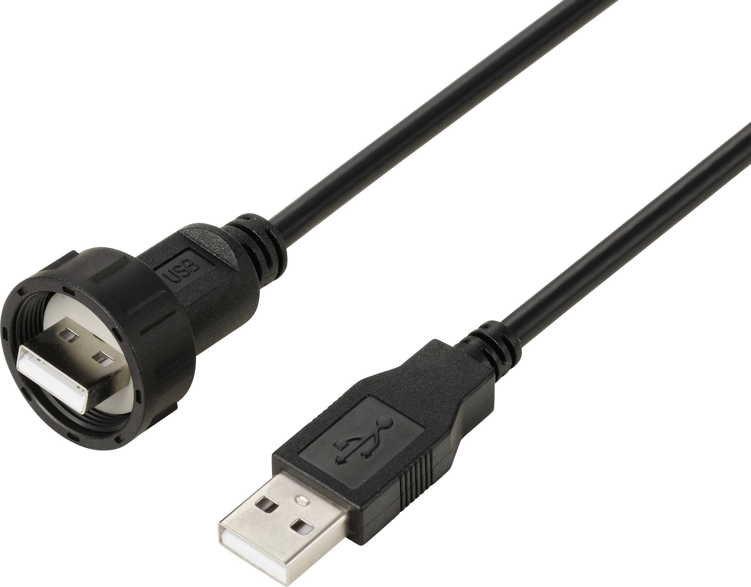 USB 2.0-Kabel mit USB-A-Stecker auf IP67-USB-A-Stecker, 0,5 m TC-E13T-MU2-MWA/NWA-0.5PV-S Wasserdichtes Kunststoffkabel ...