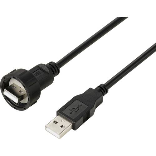USB 2.0-Kabel mit USB-A-Stecker auf IP67-USB-A-Stecker, 0,5 m TC-E13T-MU2-MWA/NWA-0.5PV-S Wasserdichtes Kunststoffkabel ...