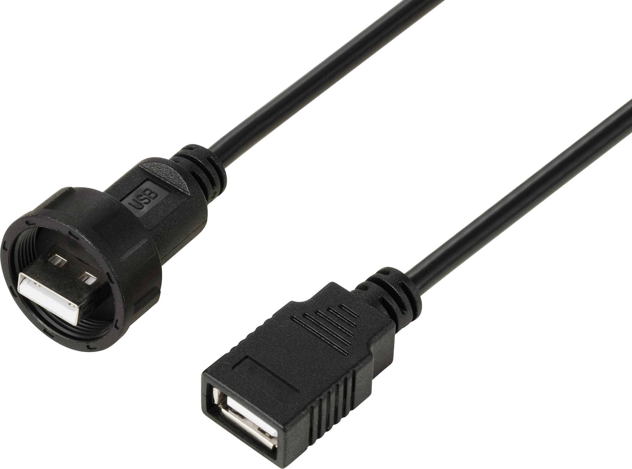 USB 2.0-Kabel mit USB-A-Stecker auf IP67-USB-A-Buchse, 0,5 m TC-E13T-MU2-MWA/FU2-NWA-0.5PV-S Wasserdichtes Kunststoffkab...